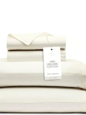 BOLL & BRANCH Signature Hemmed Cream KING 100% Organic Cotton Sheet Set